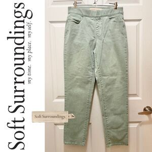 Soft Surroundings Stretch Pants Cotton Lycra Sage Mint Green Women’s M Denim